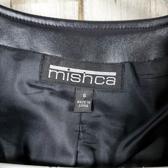 Mishca Vegan Leather Faux Fur Studded Jacket Size Small - Picture 3 of 12